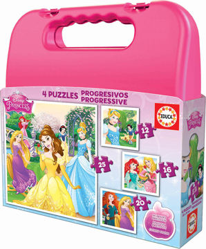 Imagen de Puzzle Valija Princesas 4 En 1 16508 Eda