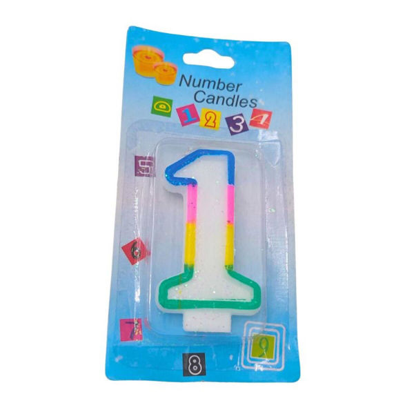Imagen de Vela Numero 1 Borde Multicolor