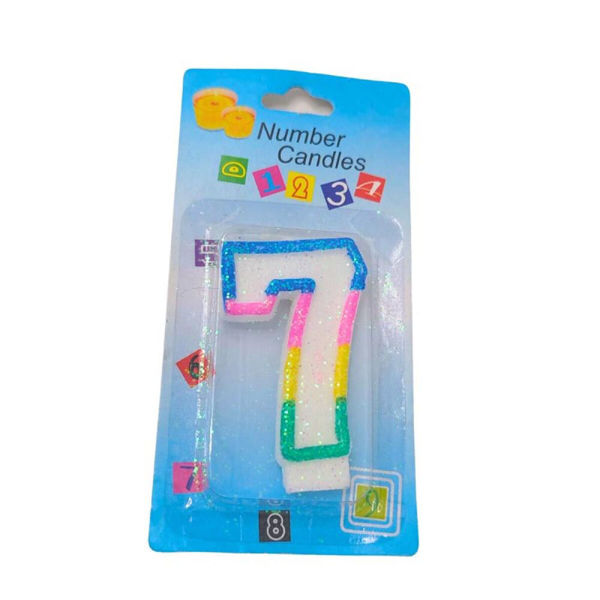 Imagen de Vela Numero 7 Borde Multicolor