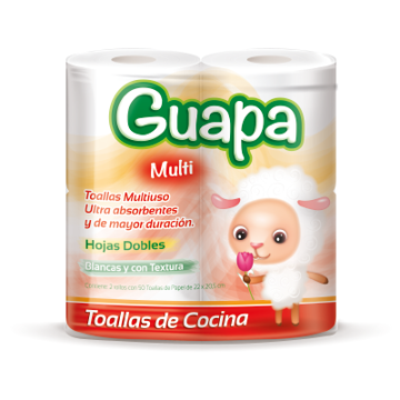 Imagen de Toallas Cocina Guapa Doble Hoja Rollos X2