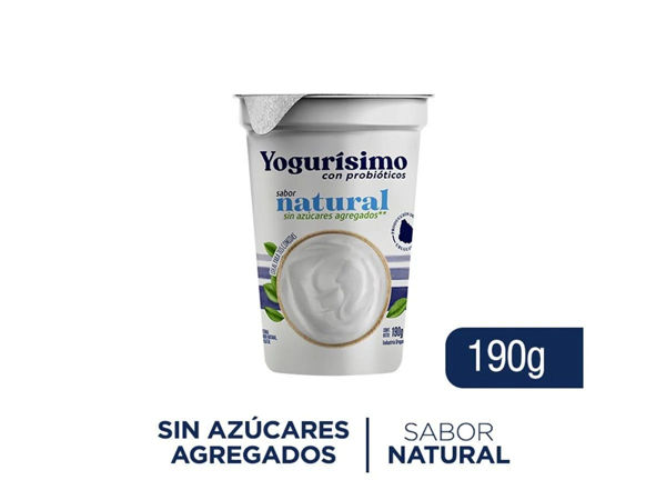 Imagen de Yogurt Yogurisimo Natural sin Azucar Agregado 190 gr