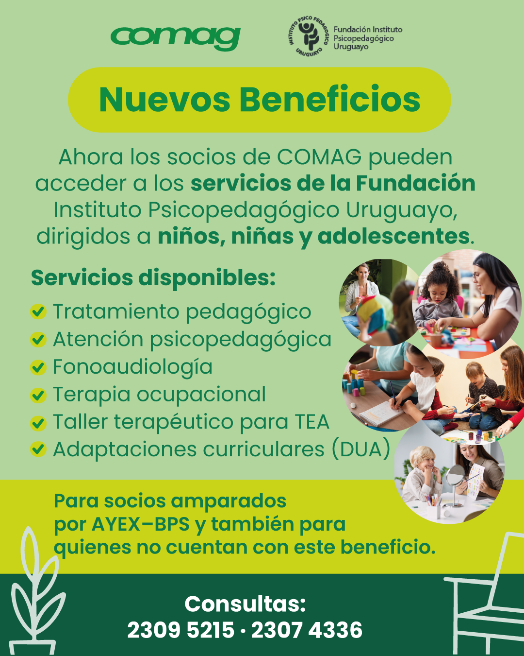 Nuevo beneficio para socios: servicios psicopedagógicos para niños y adolescentes